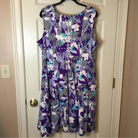 Lane Bryant Sleeveless Fit & Flare Purple & Gray Dress - 20 - Picture 2 of 8
